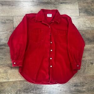 Vintage 90s Corduroy Button Up SOHO Compagnie‎ Shirt Red Large Women Unisex